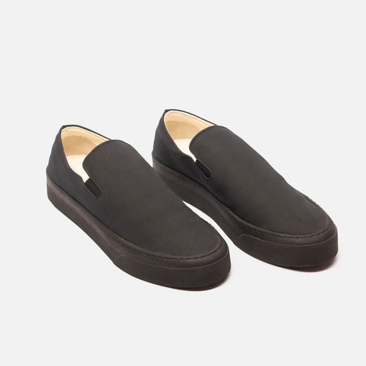 The Row Black Suede Slip On Shoe