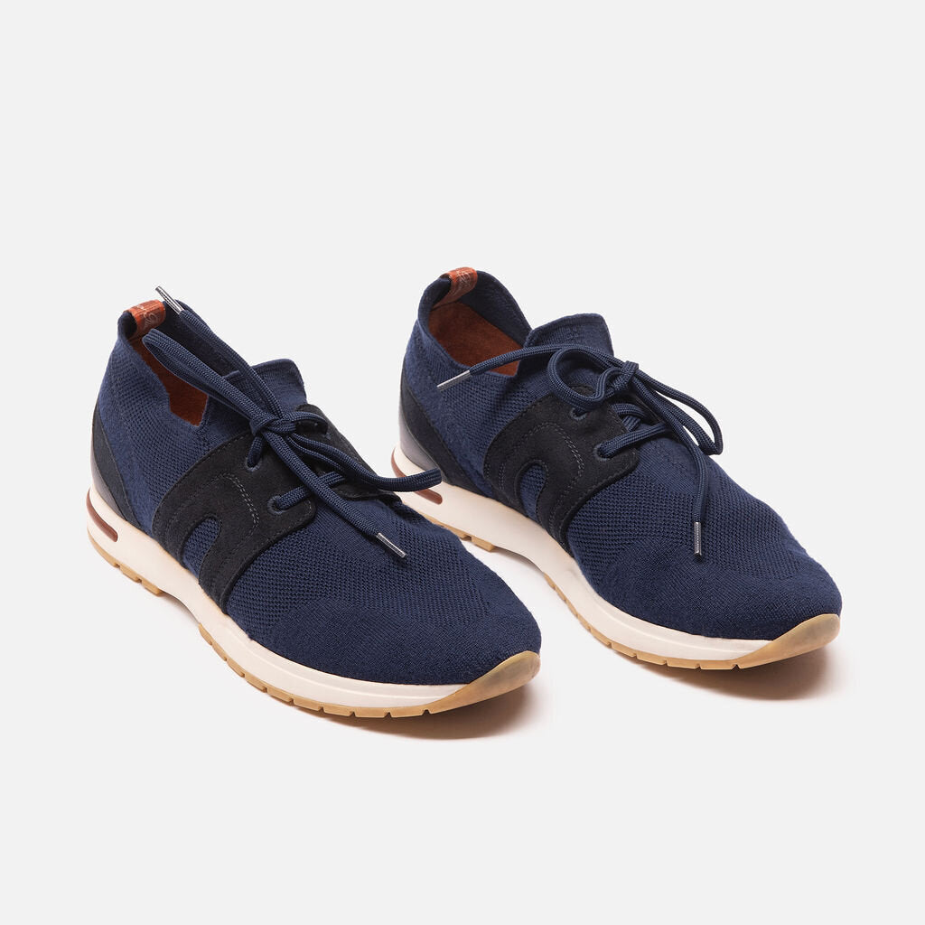 Loro Piana Navy Wool Flexy Walk Sneakers