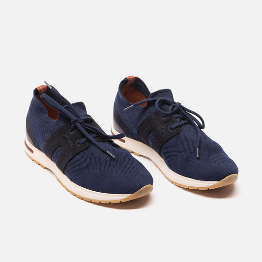 Loro Piana Navy Wool Flexy Walk Sneakers