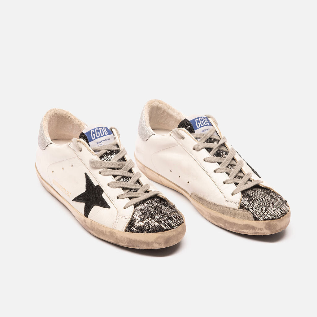 Golden Goose White & Black Sneakers