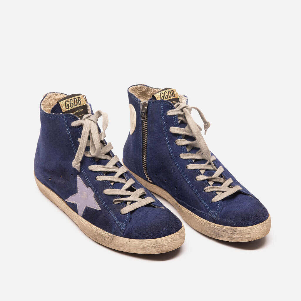 Golden Goose Blue Suede High Top Sneaker