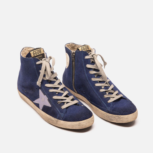 Golden Goose Blue Suede High Top Sneaker