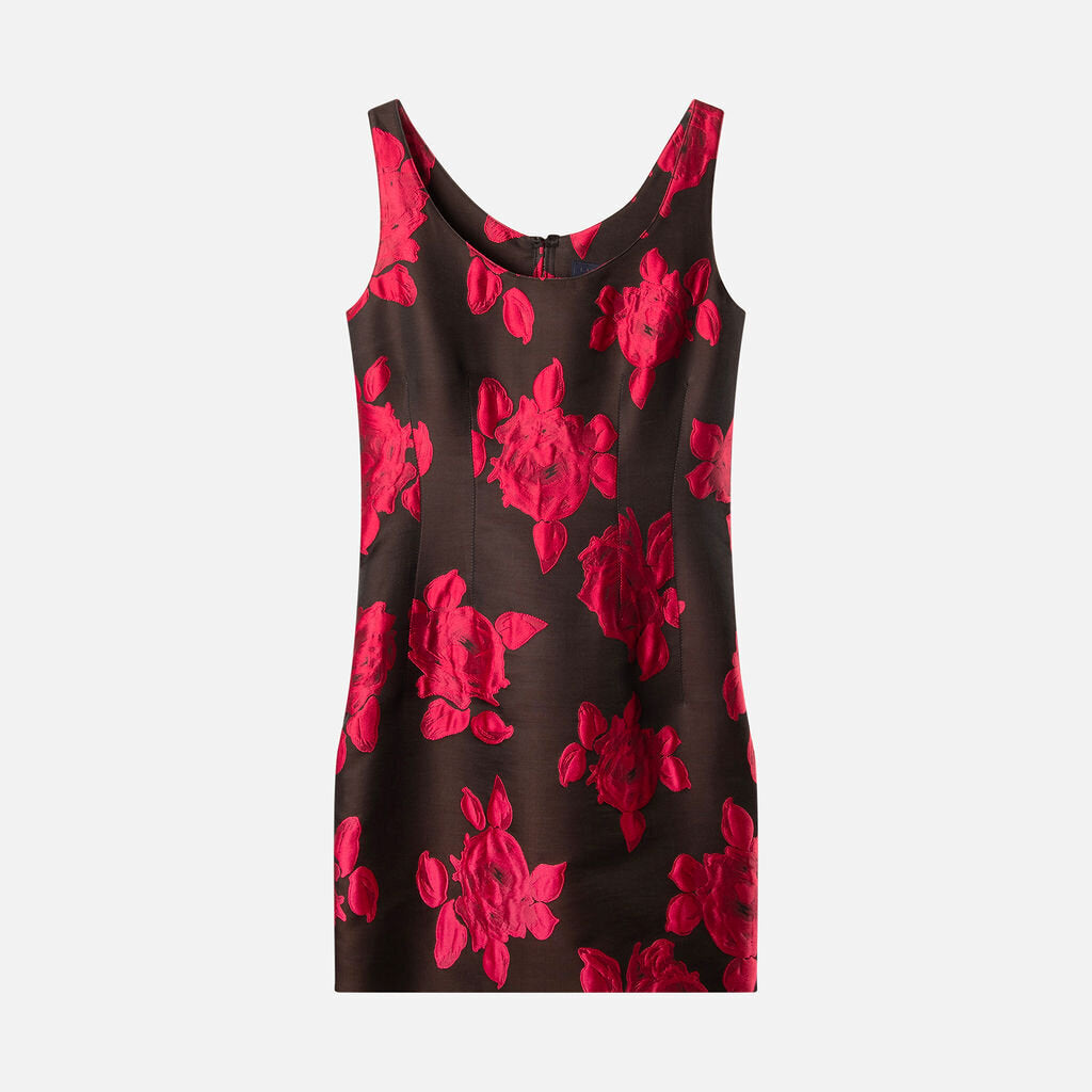 Lanvin Black & Pink Rose Sleeveless Dress