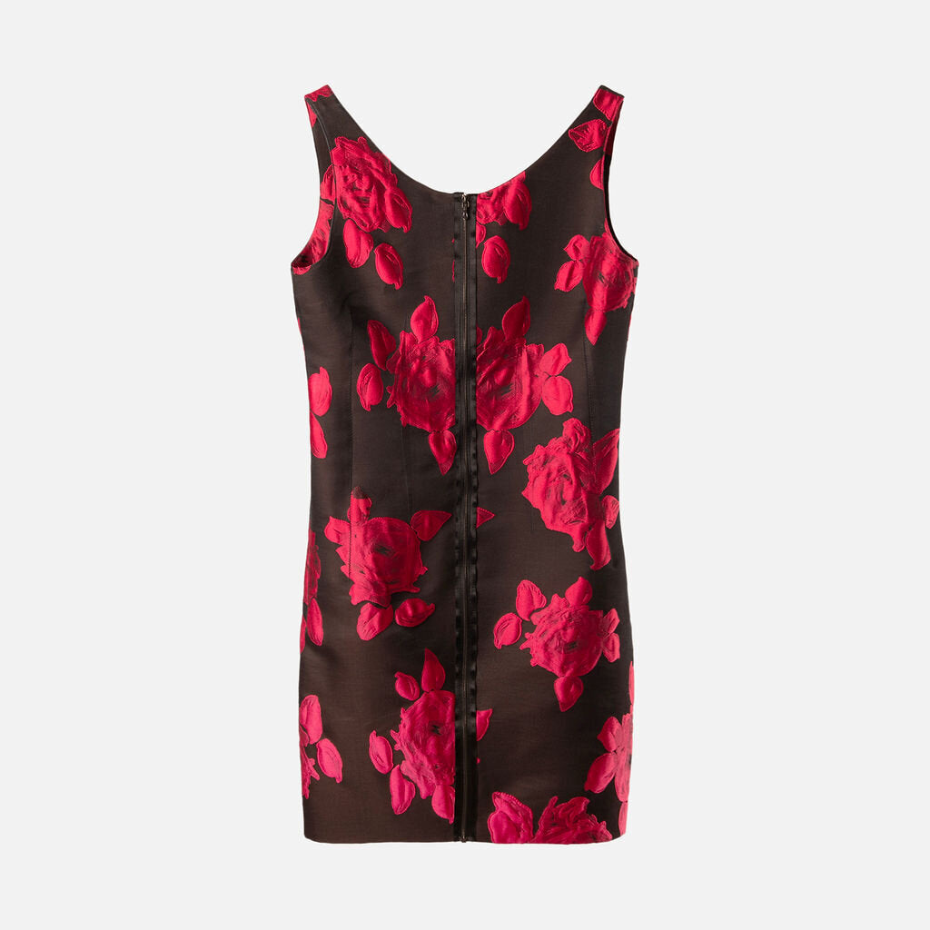 Lanvin Black & Pink Rose Sleeveless Dress