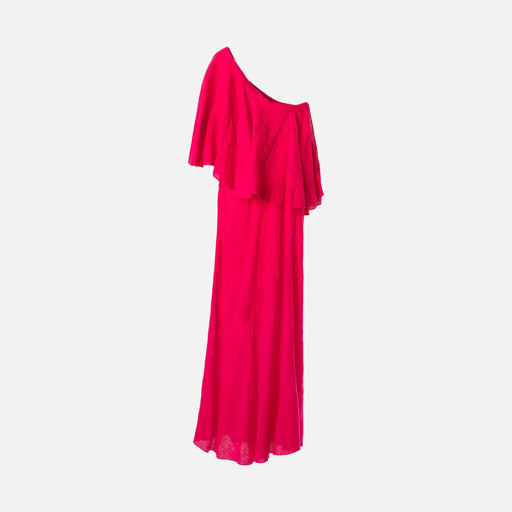 Three Graces Pink Linen One Shoulder Dress