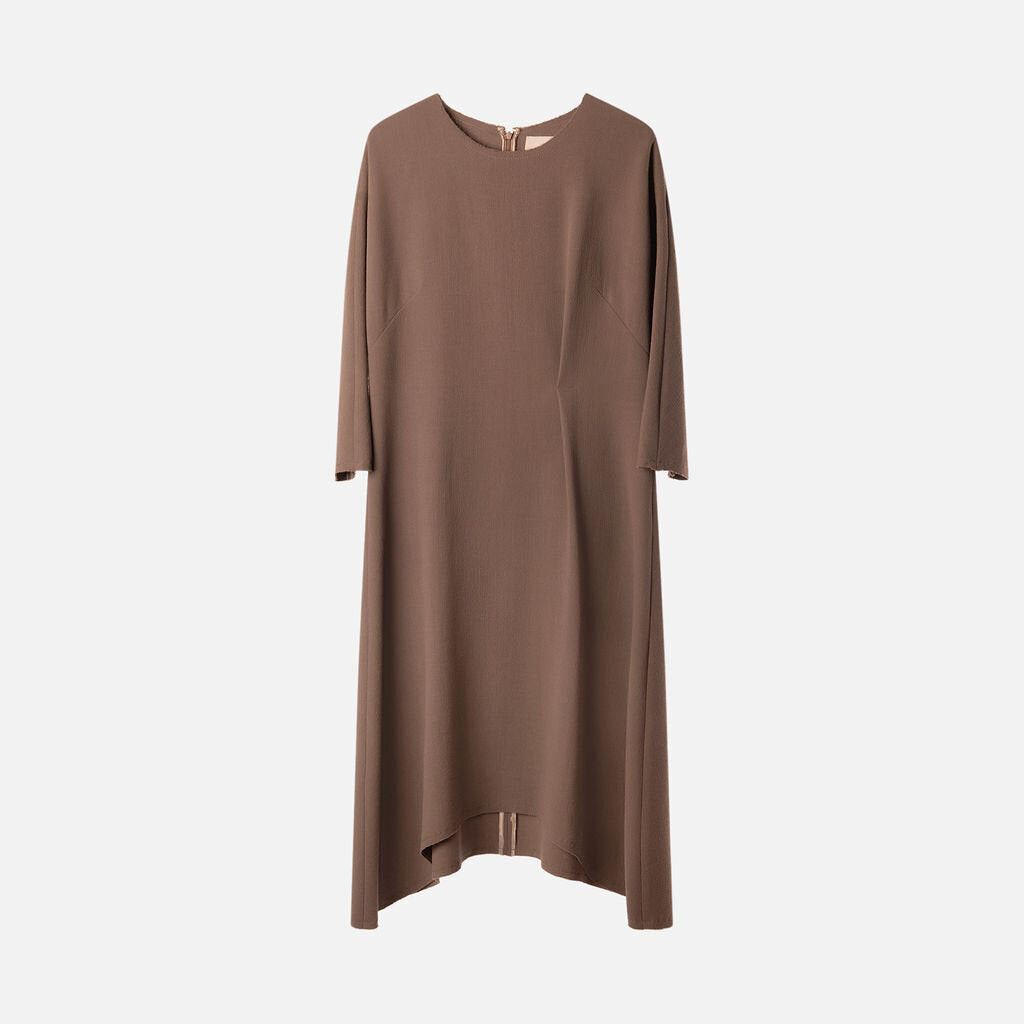 Olivine Gabbero Brown Wool Midi Dress