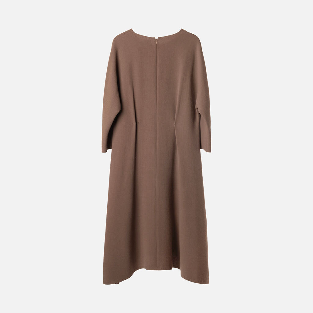 Olivine Gabbero Brown Wool Midi Dress