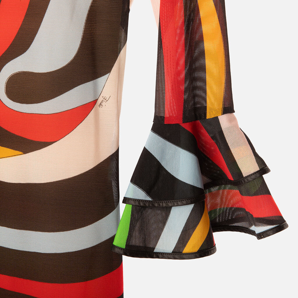 Emilio Pucci Multicolor Poly Swirl Print Dress