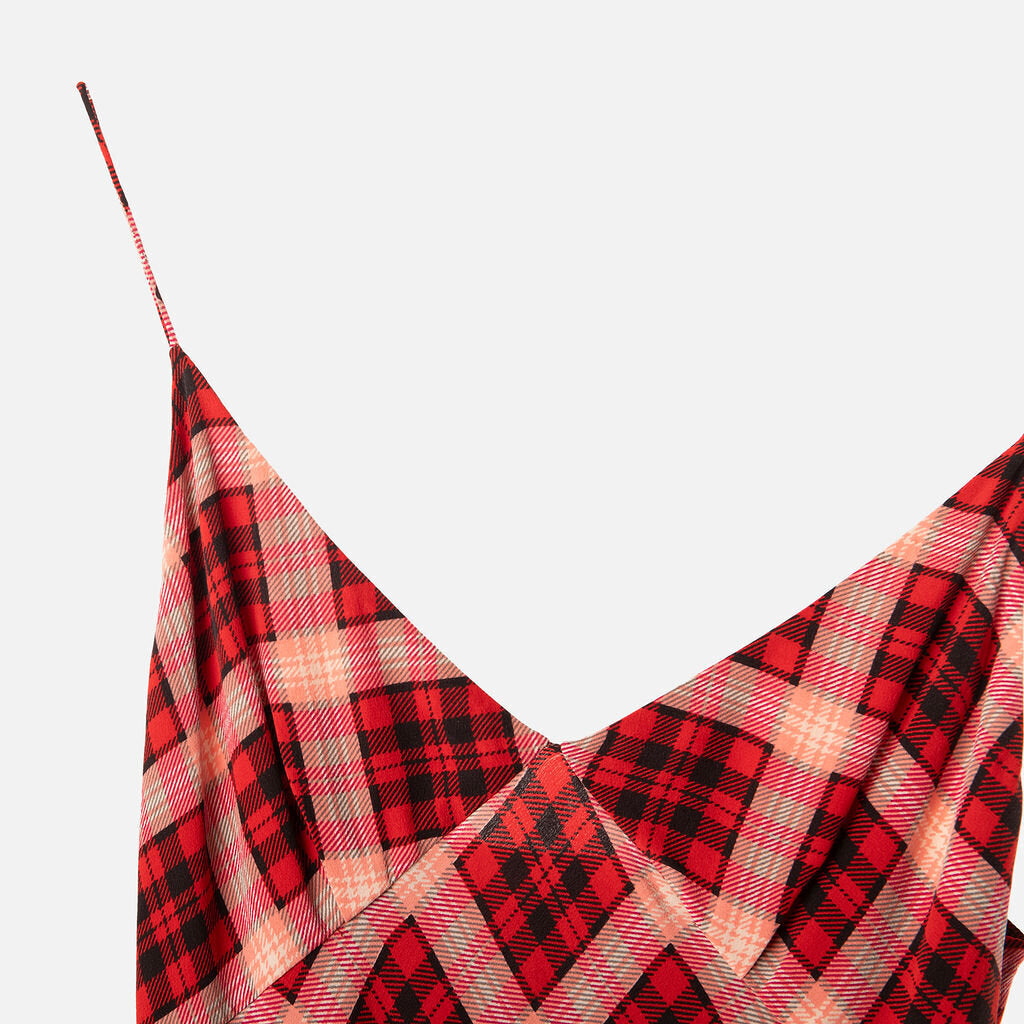 Marc Jacobs Red Argyle Plaid Redux Grunge Slip Dress