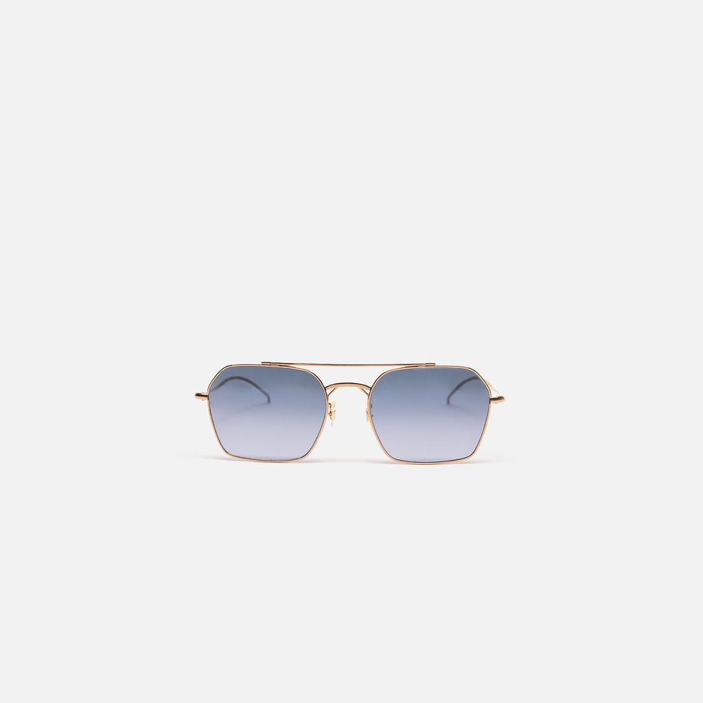 Oliver Peoples Blue Gradient Lens Wire Sunglasses