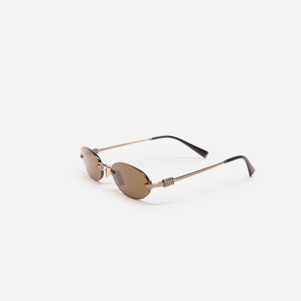 Miu Miu Brown Oval Sunglasses