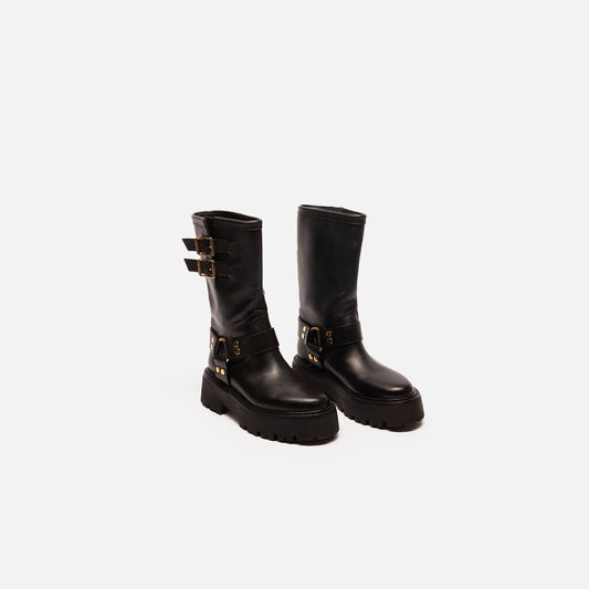 Celine Black Leather Biker Boot
