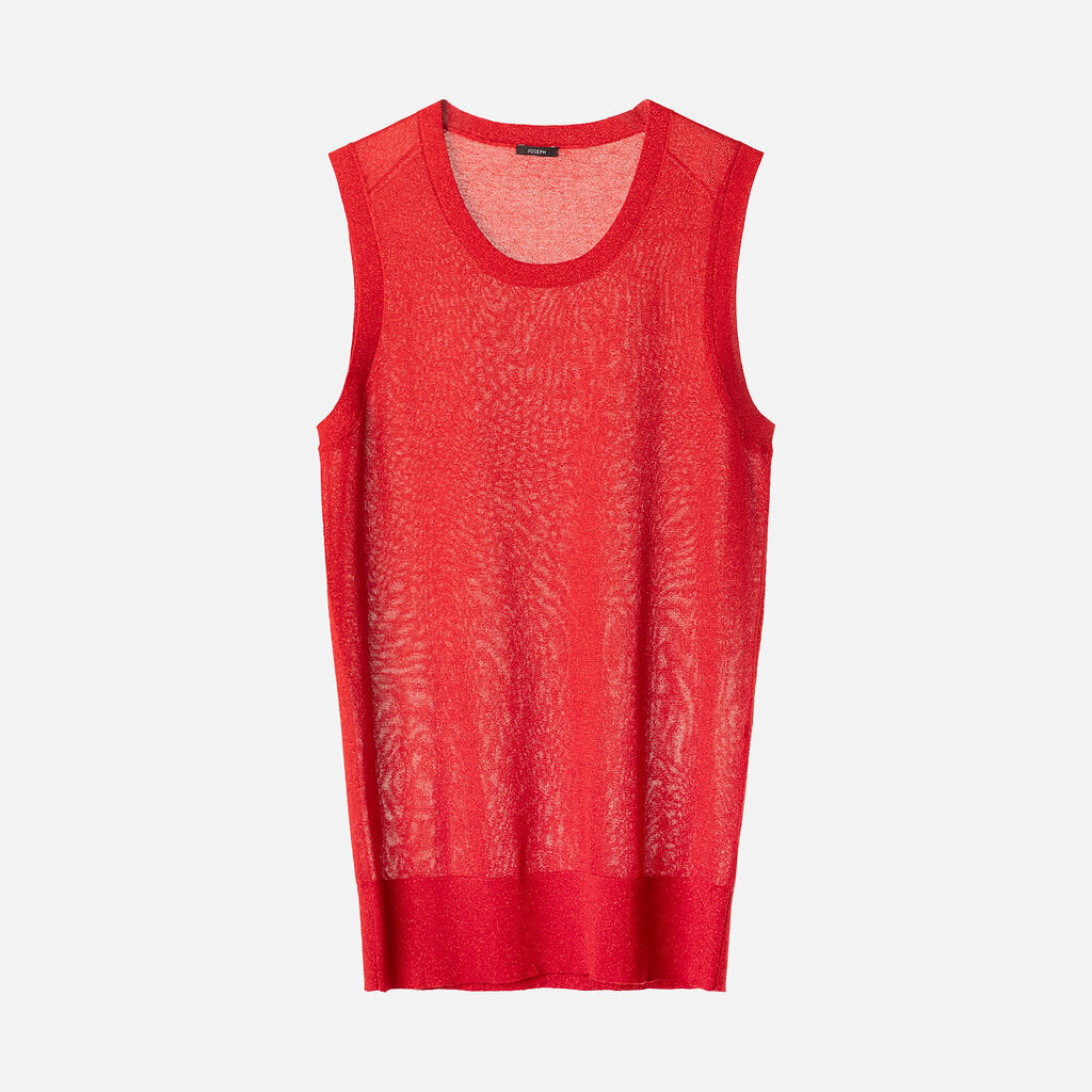 Joseph Red Metallic Ribbed Skirt & Tank Set