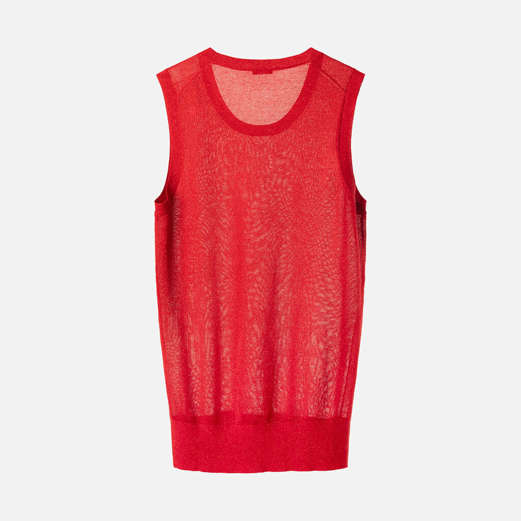 Joseph Red Metallic Ribbed Skirt & Tank Set
