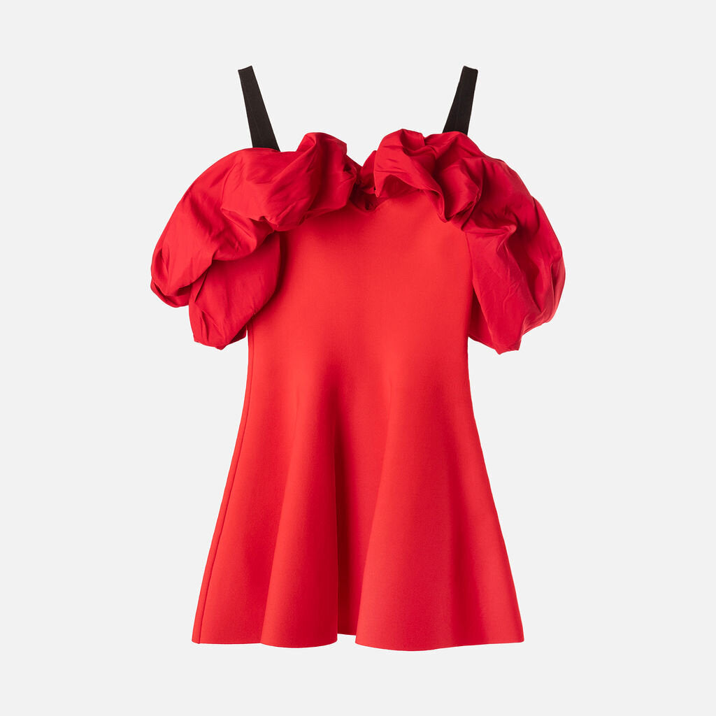 Alexander McQueen Red Ruffle Top Mini Dress