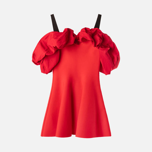 Alexander McQueen Red Ruffle Top Mini Dress