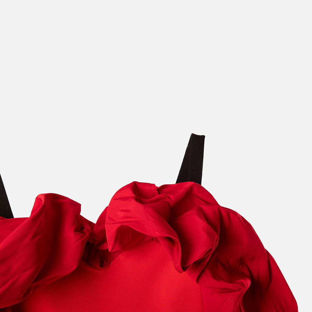 Alexander McQueen Red Ruffle Top Mini Dress