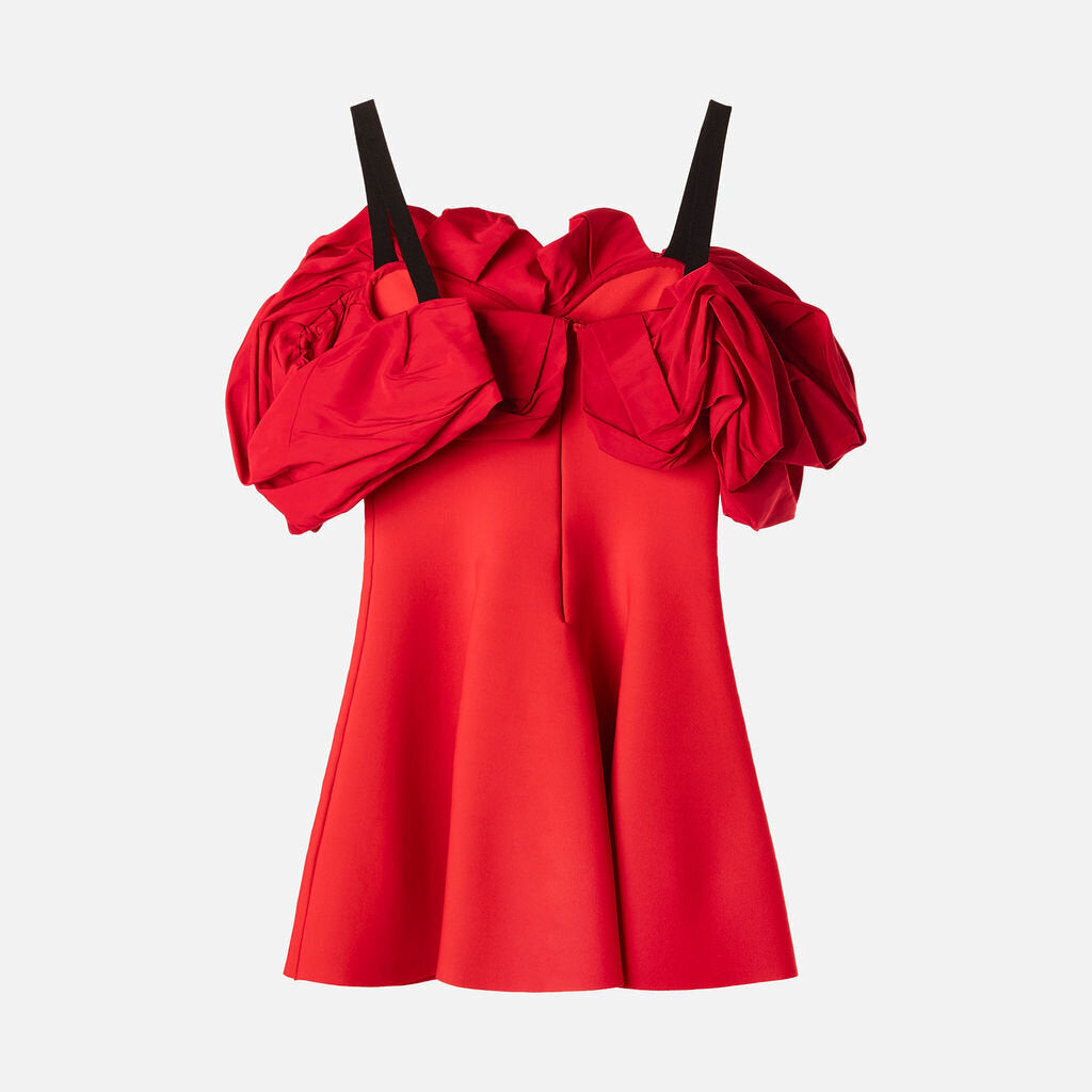 Alexander McQueen Red Ruffle Top Mini Dress