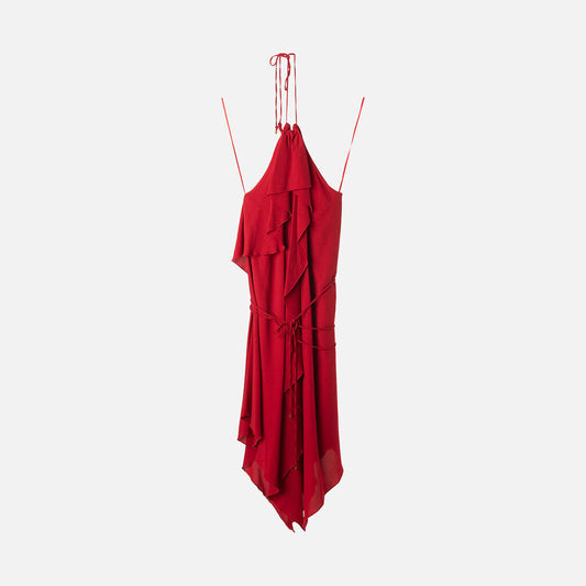 Blumarine Red Viscose Halter Dress
