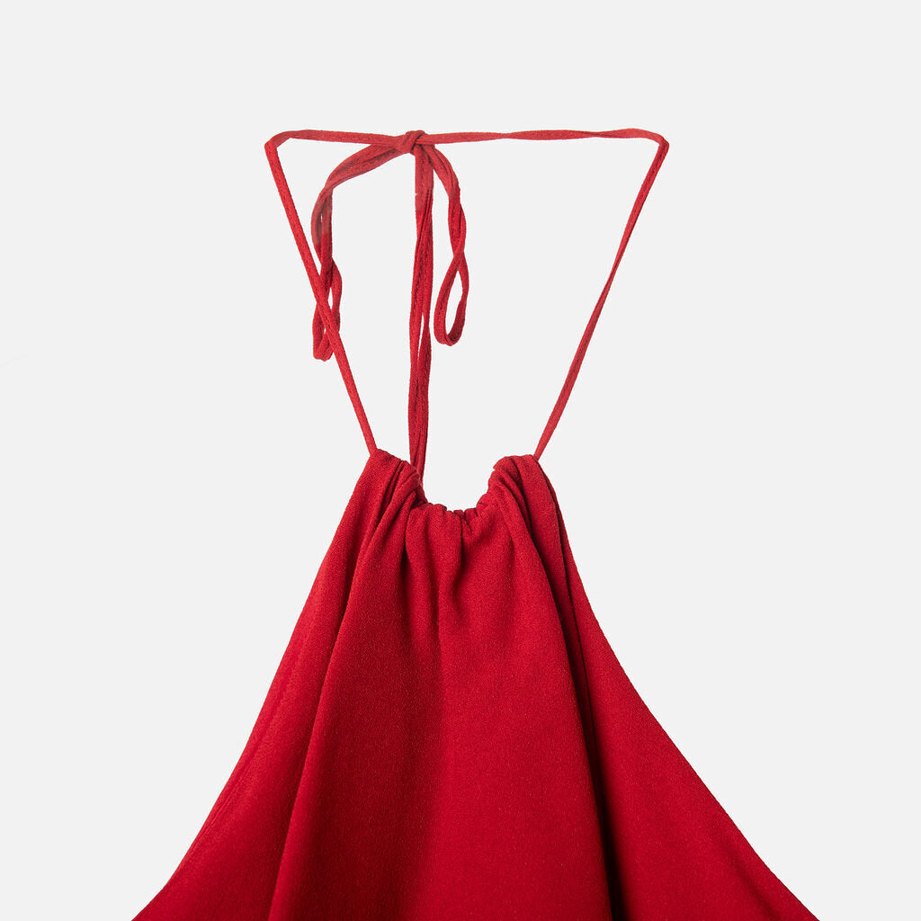 Blumarine Red Viscose Halter Dress