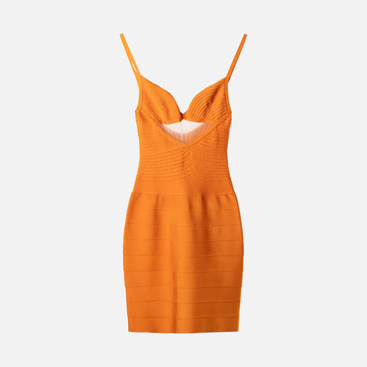 Herve Leger Couture Orange Bandage Dress