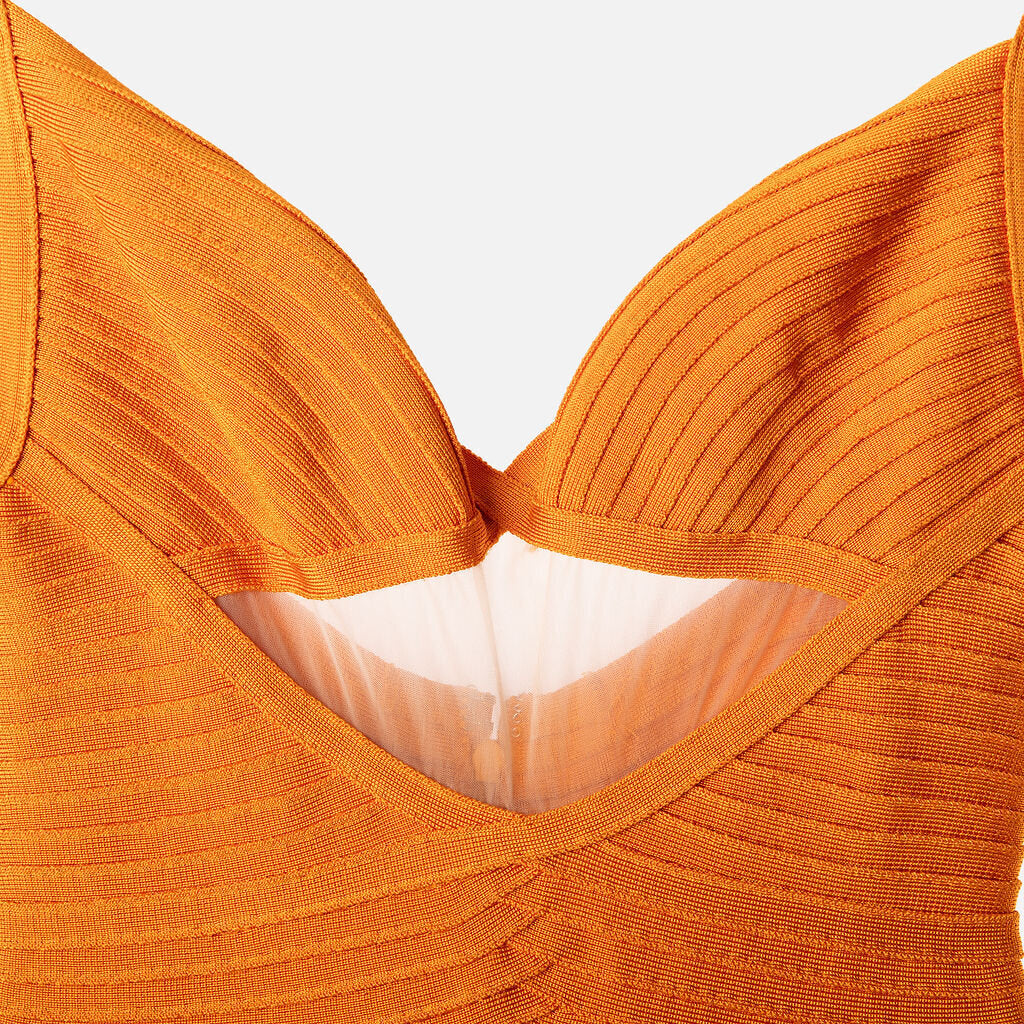 Herve Leger Couture Orange Bandage Dress
