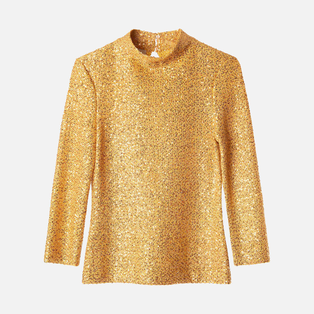 St John Gold Sequin Top & Skirt Set