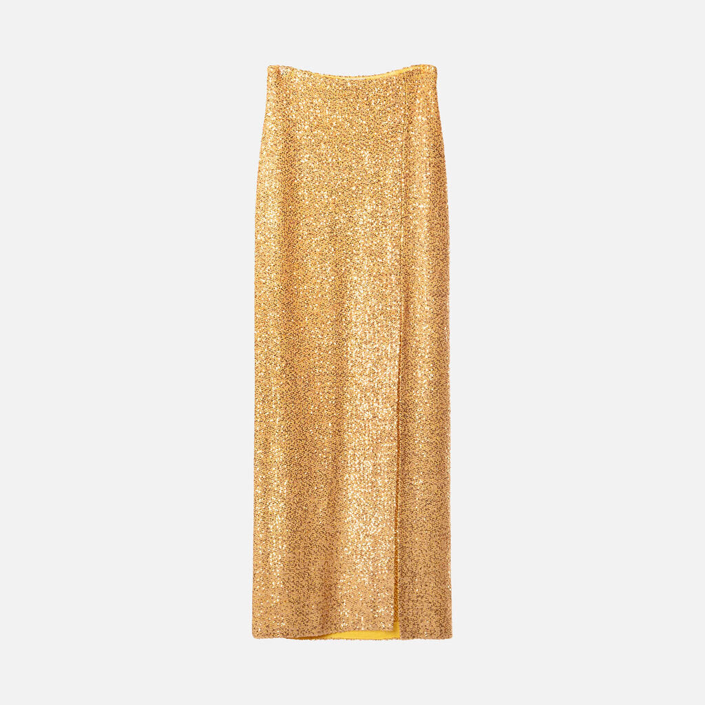 St John Gold Sequin Top & Skirt Set