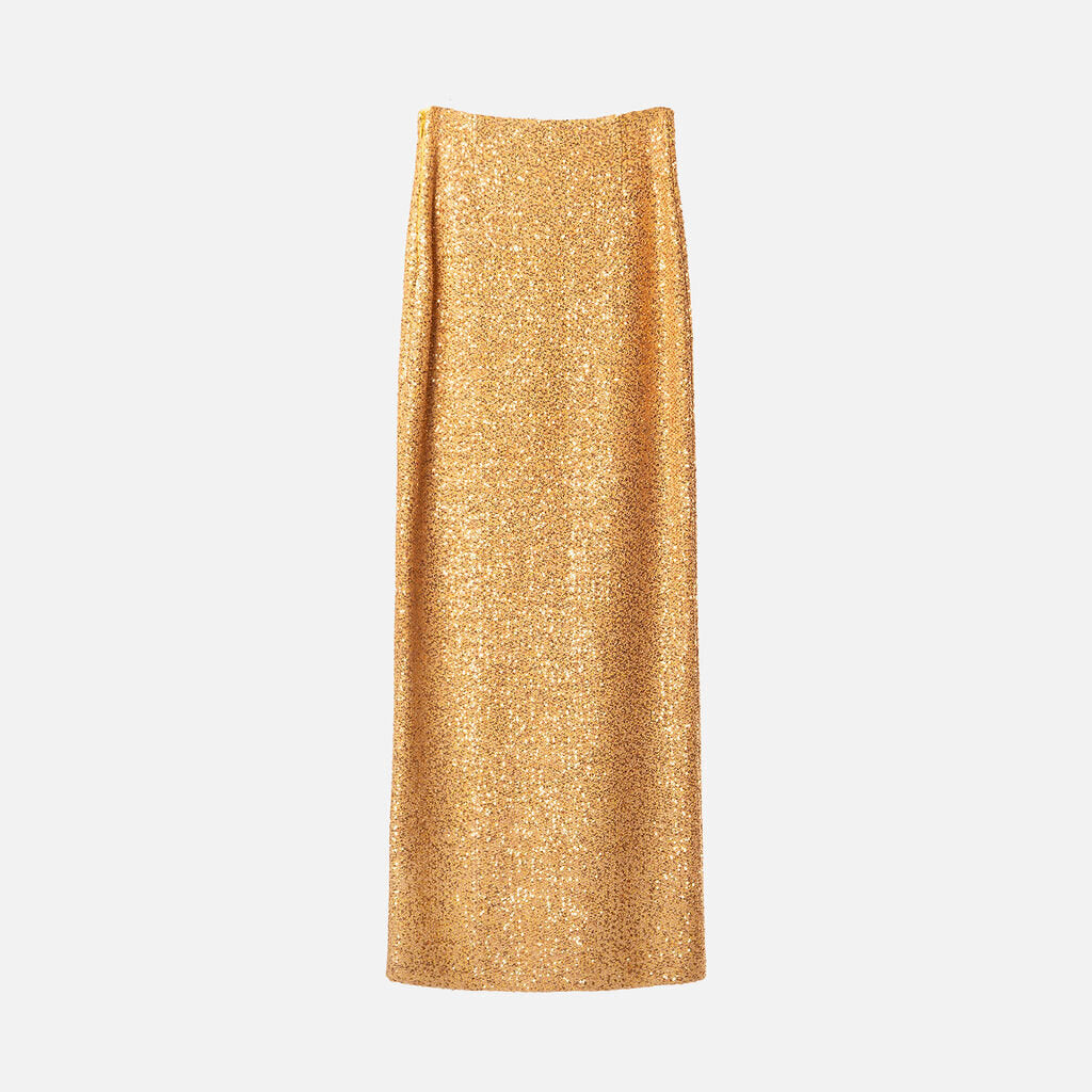 St John Gold Sequin Top & Skirt Set