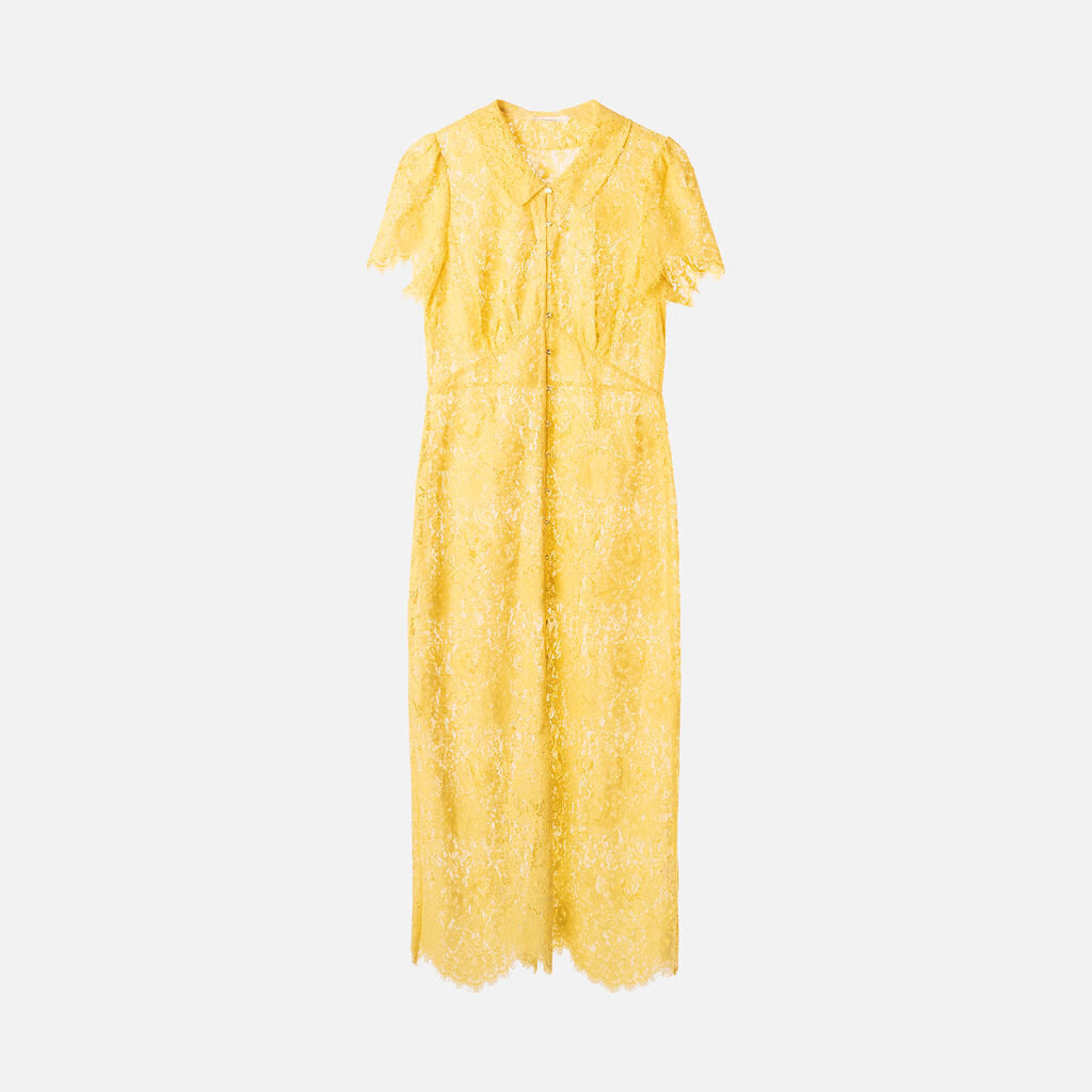 Doen Yellow Lace Maxi Dress