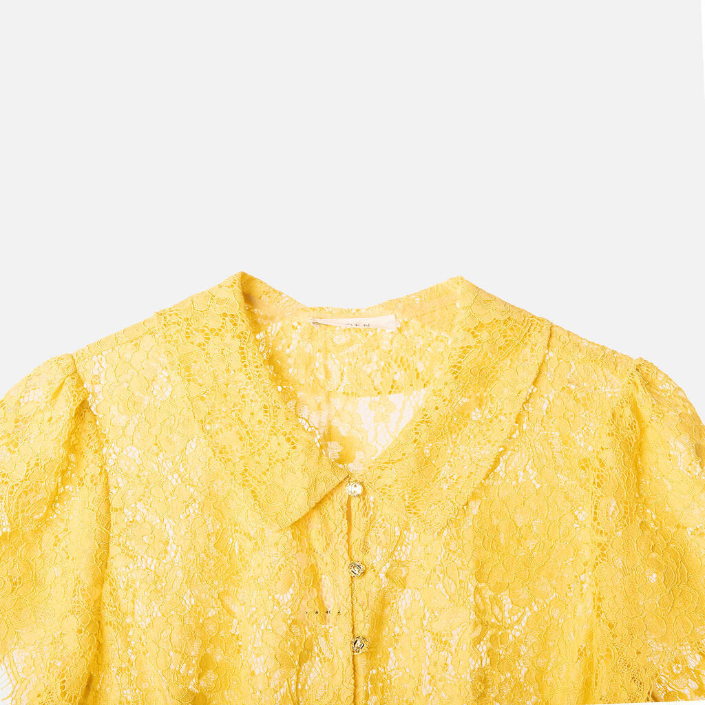Doen Yellow Lace Maxi Dress