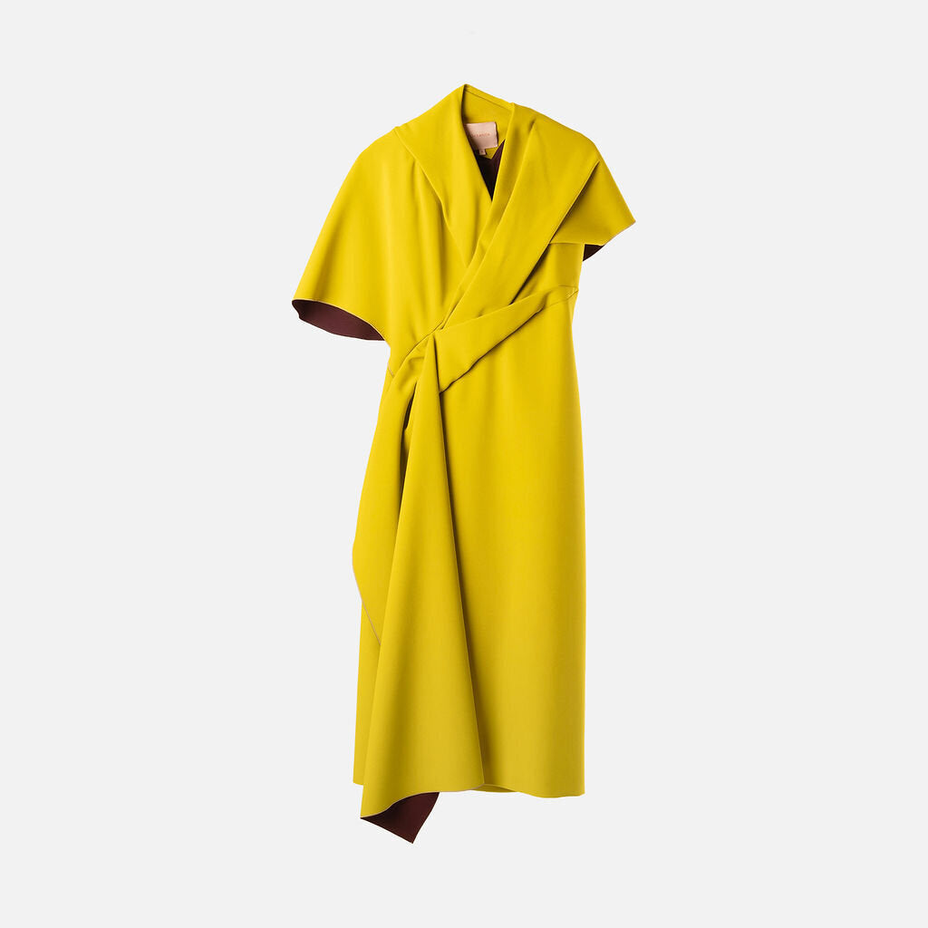 Roksanda Chartreuse Crepe Draped Midi Dress (1950)