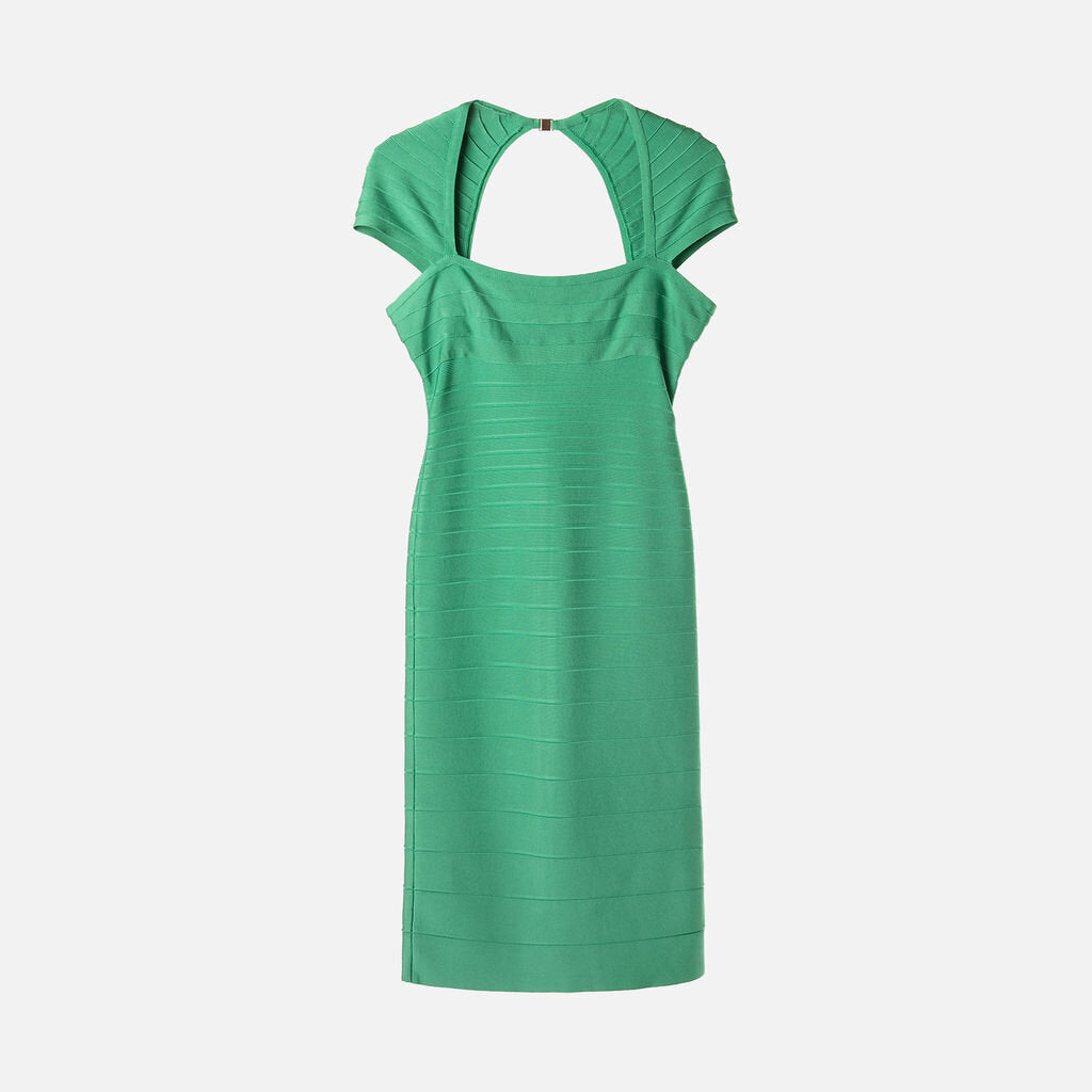 Herve Leger Emerald Green Sleeveless Bandage Dress