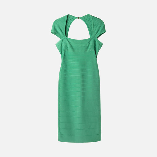 Herve Leger Emerald Green Sleeveless Bandage Dress