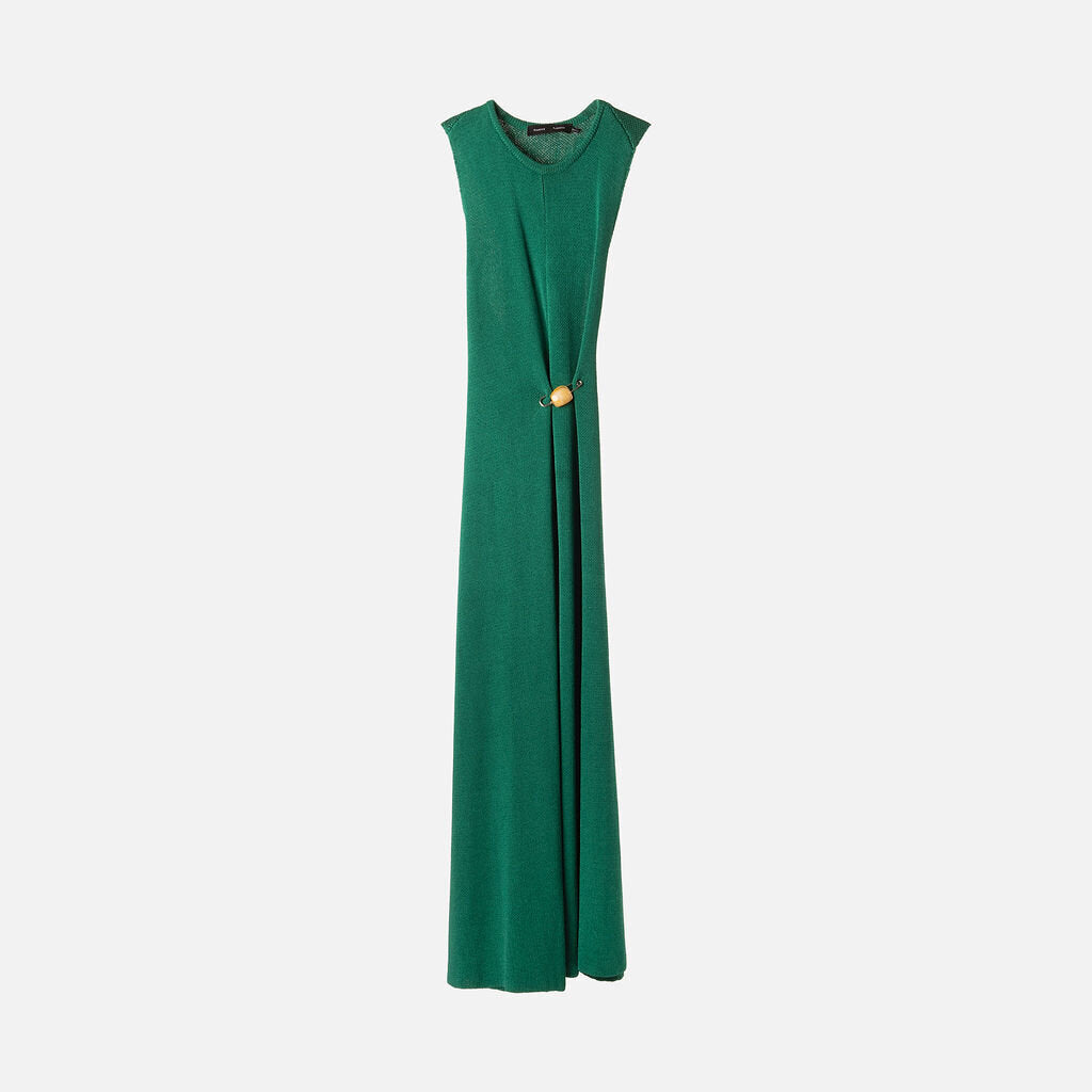 Proenza Schouler Green Viscose & Poly Knit Safety Pin Maxi