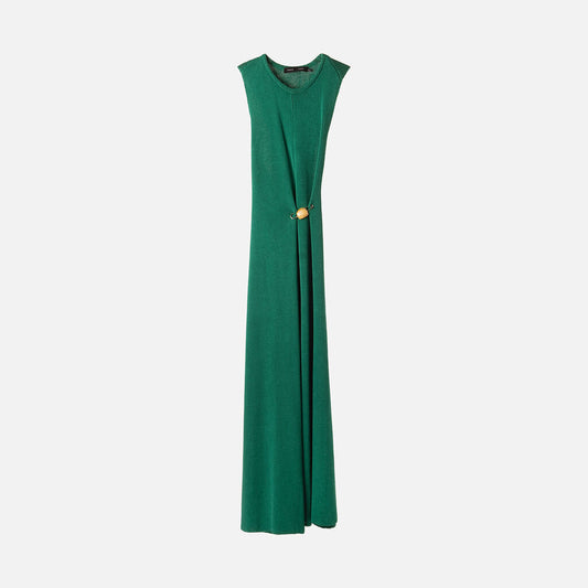 Proenza Schouler Green Viscose & Poly Knit Safety Pin Maxi