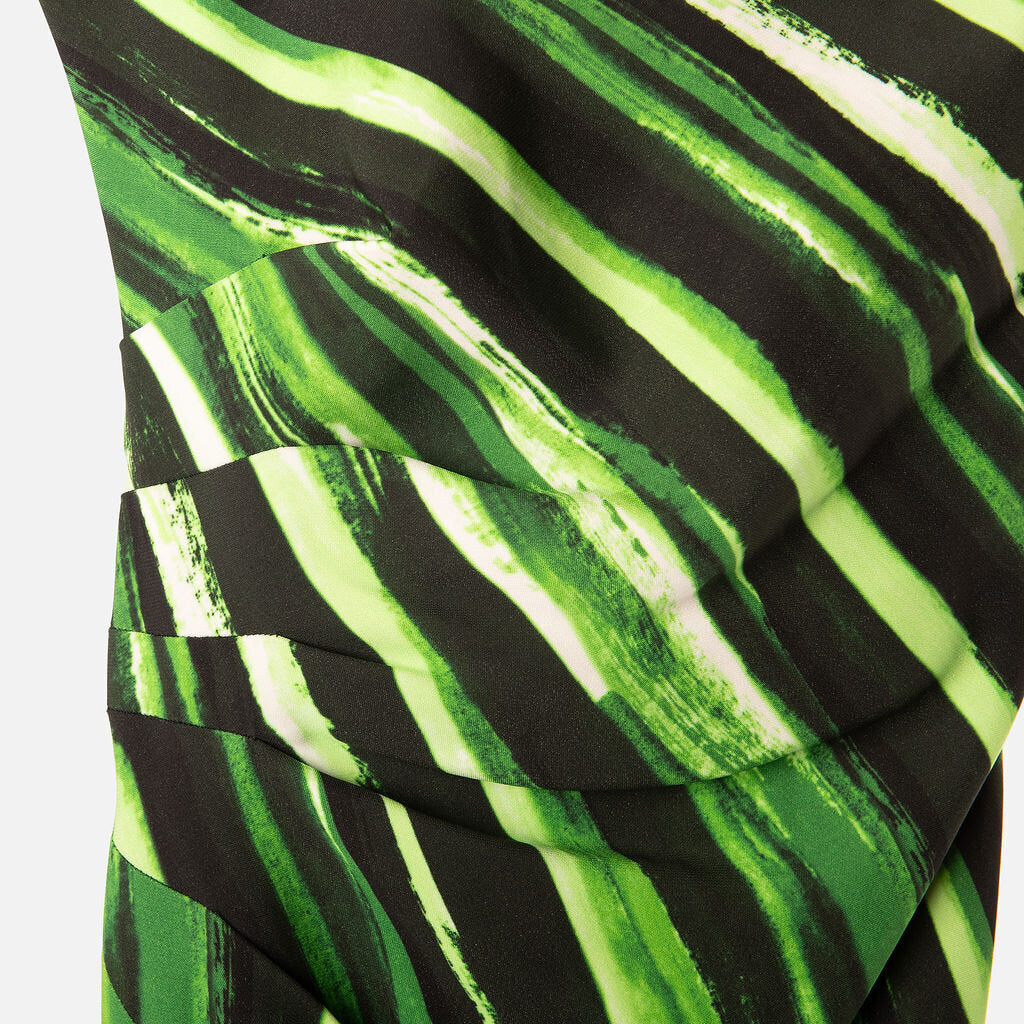 Proenza Schouler Black & Green Stripe Viscose Strapless Dress