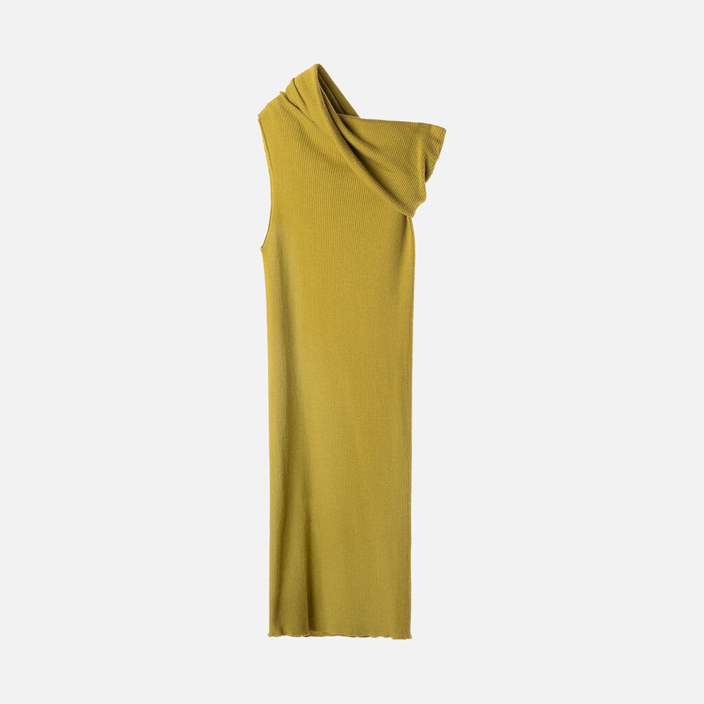 Rick Owens Green Ribbed Dress