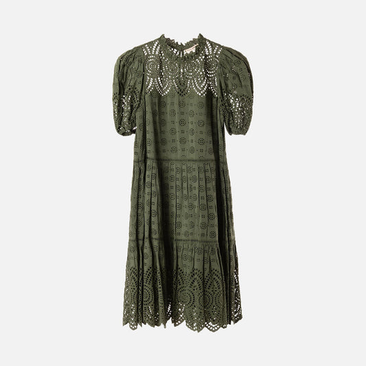 Ulla Johnson Green Cotton Blend Eyelet Dress