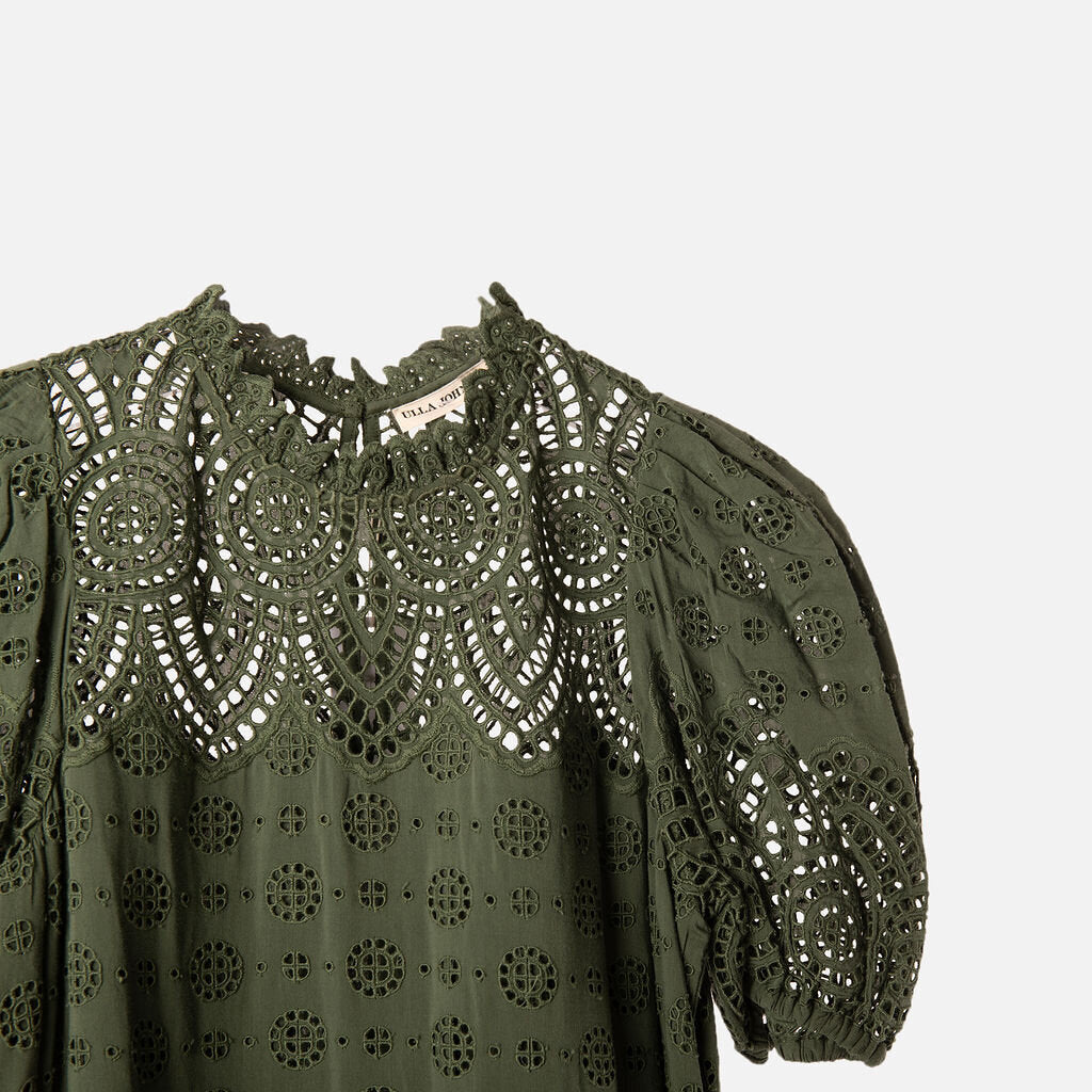 Ulla Johnson Green Cotton Blend Eyelet Dress