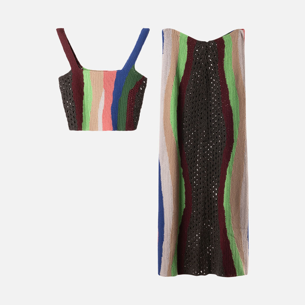 Gabriela Hearst Multicolor Cashmere Tank & Skirt Set