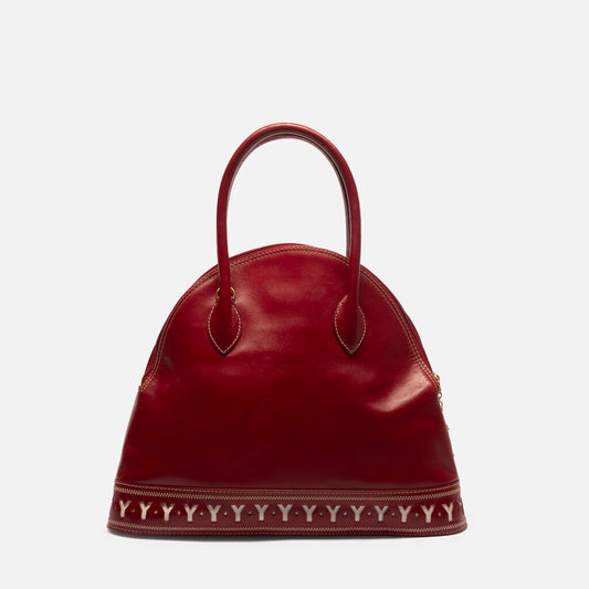 Saint Laurent Vintage Red Leather Y Cut Out Bag