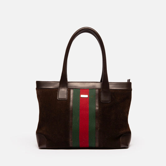 Gucci Brown Suede Sherry Tote