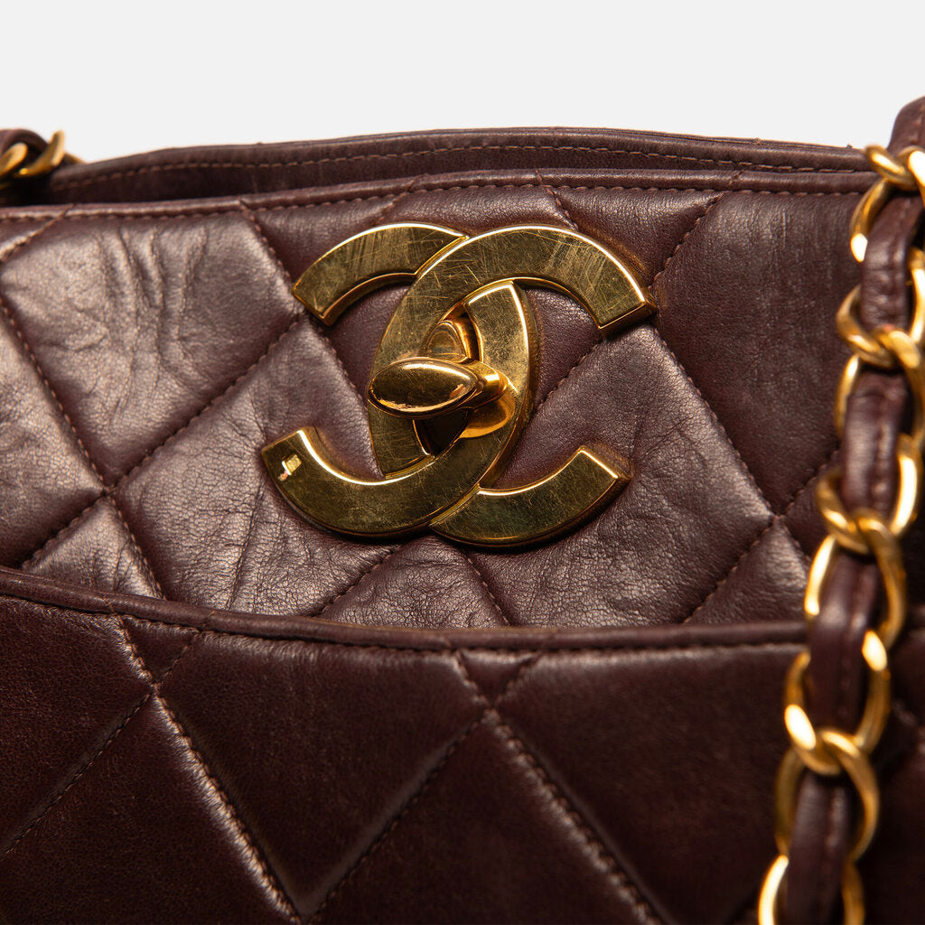 Chanel Brown Lambskin Quilted Shoulder Bag