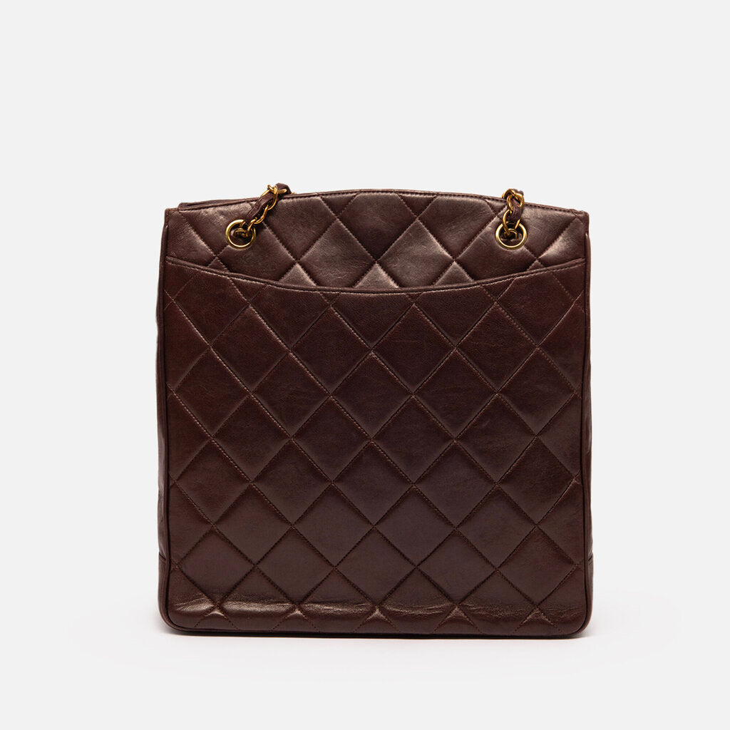 Chanel Brown Lambskin Quilted Shoulder Bag