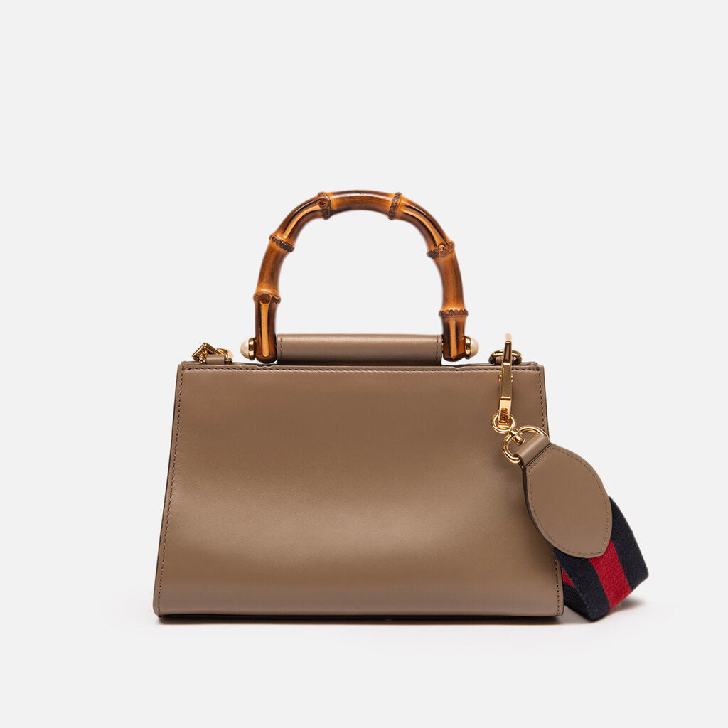 Gucci Taupe Leather Bamboo Top Handle