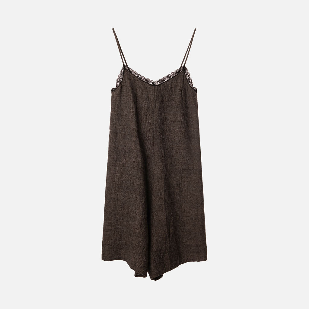 R13 Grey Plaid Wool Blend Romper
