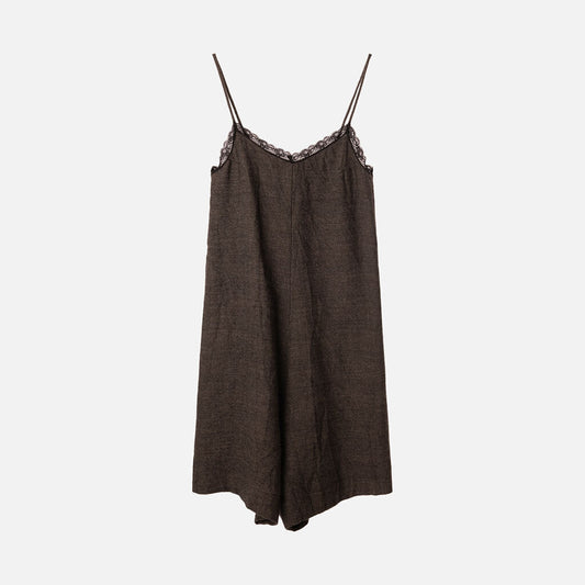 R13 Grey Plaid Wool Blend Romper