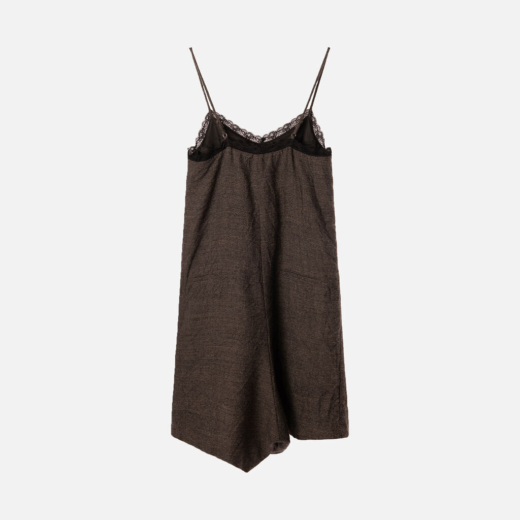 R13 Grey Plaid Wool Blend Romper