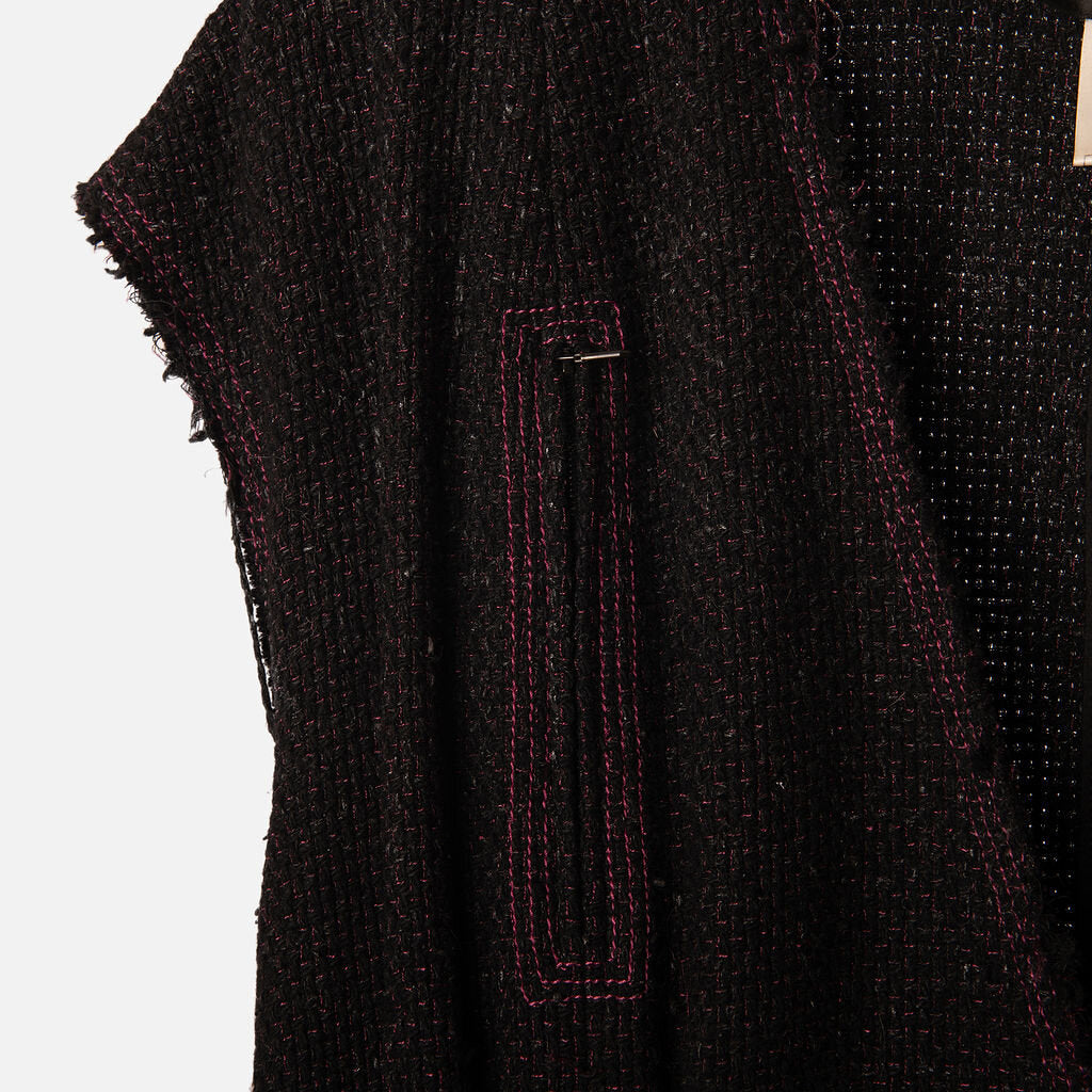 Chanel Pink & Black Vintage Wool Blend Tweed Long Vest